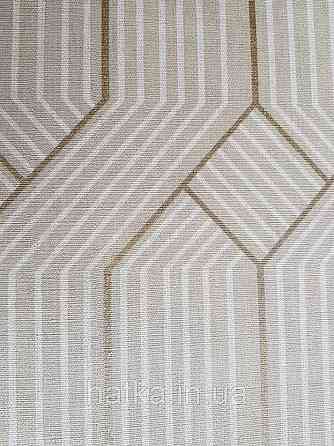Ообои вінілові на флізелін Decoprint Moments MO22860 геометрія смуги фігури бежеві білі золоті Київ