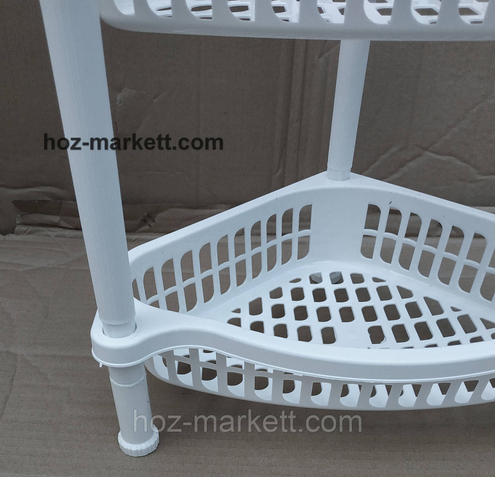 Кутова етажерка біла пластикова для ванни та кухні 5 ярусів Харків - фото 5