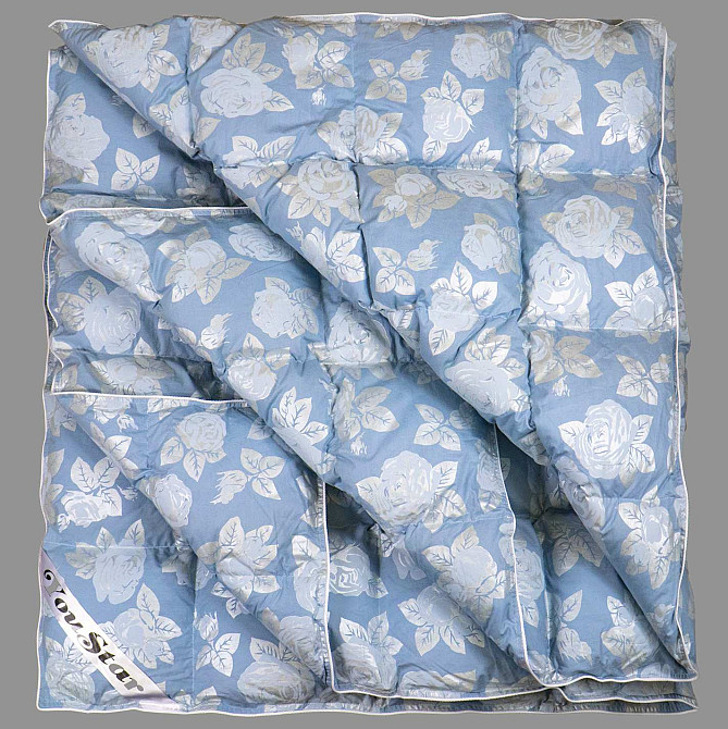 Эксклюзивное пуховое двуспальное одеяло YouStar 100% пух, размер 175х205 см (Голубой) Сумы - изображение 5