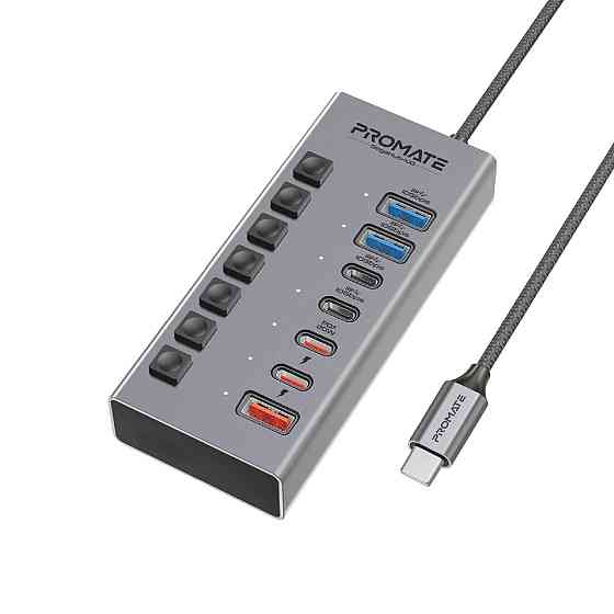 Концентратор USB Type-C Promate Gegahub-10G 7 in 1 Grey (gegahub-10g) ( Сірий ) Харьков