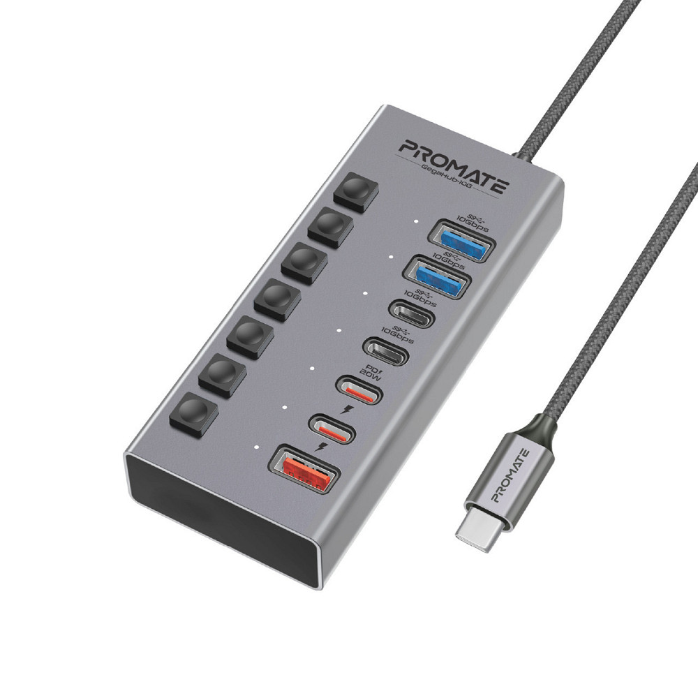Концентратор USB Type-C Promate Gegahub-10G 7 in 1 Grey (gegahub-10g) ( Сірий ) Харьков - изображение 1