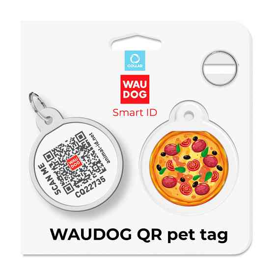 Адресник для собак и котов металлический WAUDOG Smart ID с QR паспортом, рисунок 
