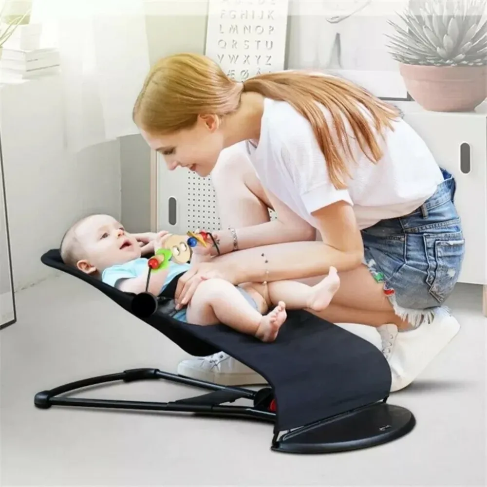 Шезлонг дитячий від народження дитяча гойдалка для немовлят шезлонг качалка чорний + дуга з іграшками пакунок малюка Київ - фото 2