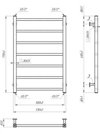 Водяна рушникосушарка Mario INOX Токіо 770x530/500 Київ