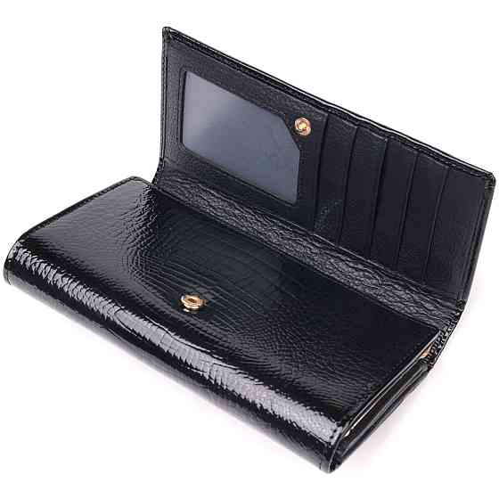Лаковый женский кошелек с визитницей ST Leather 19403 Черный Киев