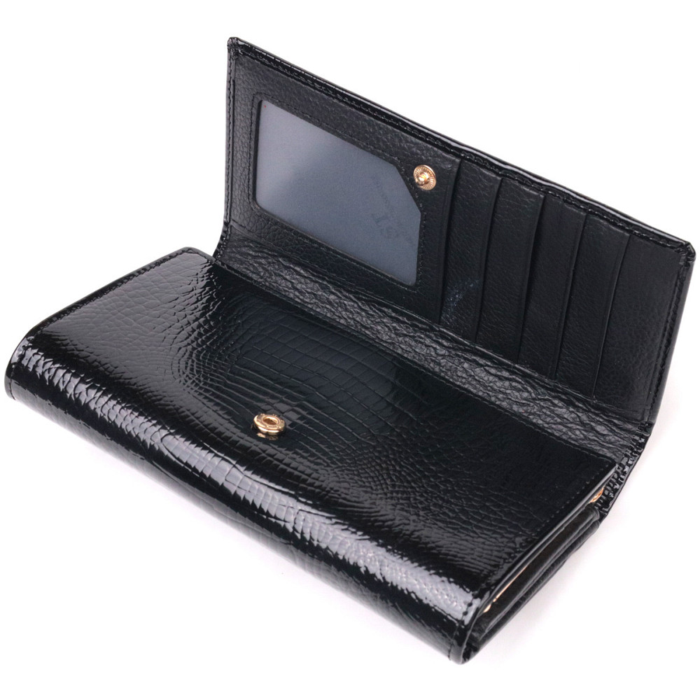 Лаковый женский кошелек с визитницей ST Leather 19403 Черный Киев - изображение 3