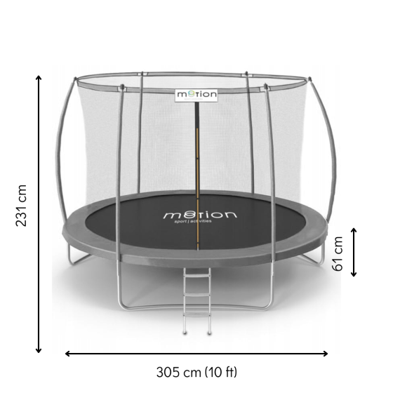 Батут 305см Jumi Premium с внутренней защитной сеткой и лестницей уличный батут для детей и взрослых до 150кг Киев