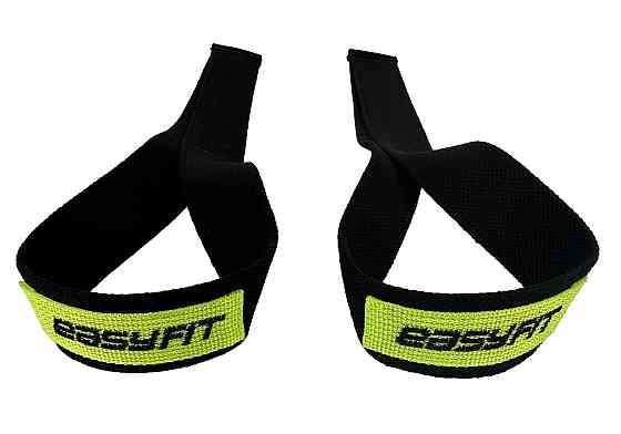 Лямки атлетичні EasyFit Delta Long для станової тяги чорні Коломия