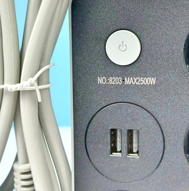 Подовжувач Power Socket 8203 2USB на 4 розетки, 2 м, чорний Винница - изображение 5