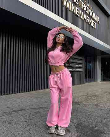 Женский стильный и теплый флисовый костюм двойка Розовый Одесса