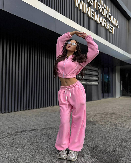 Женский стильный и теплый флисовый костюм двойка Розовый Одесса - изображение 3