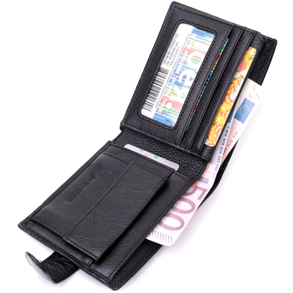 Чоловічий горизонтальний гаманець із натуральної шкіри Чорний (ST Leather) Київ - фото 10