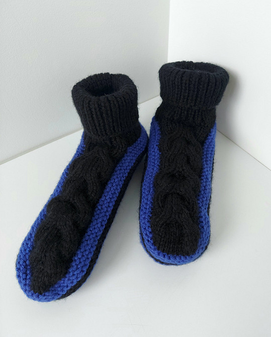 Домашние комнатные теплые тапочки , цвет синий с чёрным топ Юрма одяг Киев - изображение 2