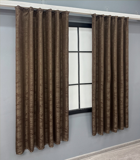 Комплект коротких штор VR-Textil Жакард Viva Marmo № 1780ш Коричневий 130х170 см 2 шт (35-0369) Київ - фото 3