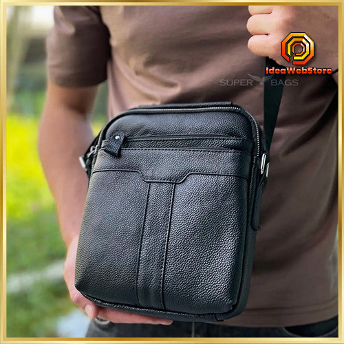 Чоловіча чорна сумка через плече, чоловіча сумка планшет, чорна чоловіча барсетка через плече Tiding Bag Київ - фото 1