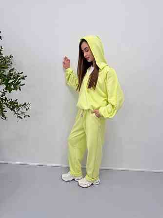 Жіночий стильний повсякденний костюм-двійка, турецька петля бавовна Лайм Одеса