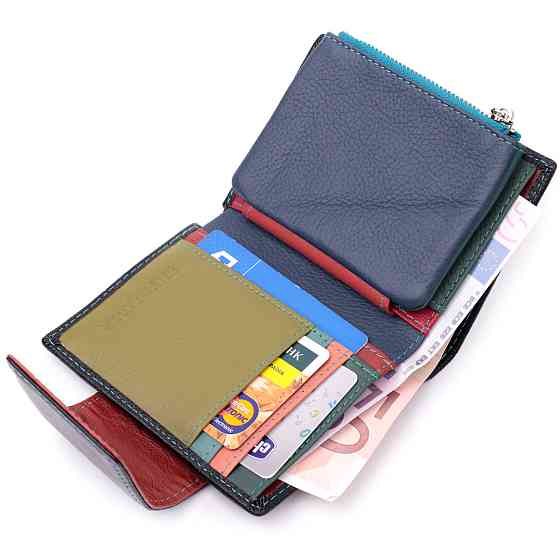 Портмоне для женщин в классическом цвете с интересной монетницей Черный (ST Leather) Киев