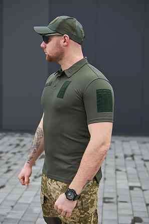 Тактическая оливковая футболка поло мужская летняя футболка для военнослужащего с липучками  WAR Львов