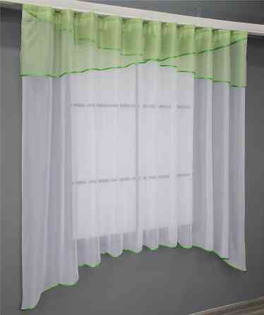 Гардина арка на кухню VR-Textil № 00к белый с салатовым 280х170 см (59-899) Киев