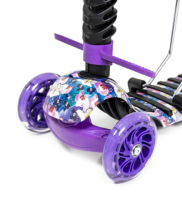 Самокат с сиденьем и родительской ручкой Scooter 5 в 1 с рисунком "Орхидея" с защитными бортиками Одесса - изображение 3