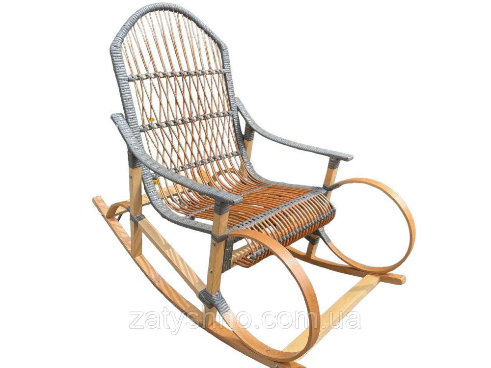 Кресло-качалка серая плетеная с подушкой Киев - изображение 2