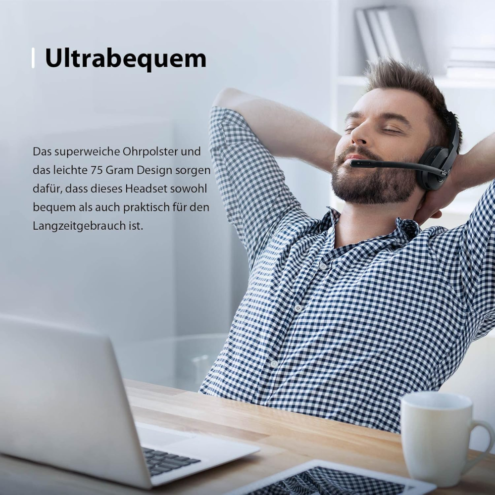 Беспроводная гарнитура EKSA H5 Bluetooth 5.0, USB-адаптер, AI ENC шумоподавление микрофона, до 45 ч, для ПК и офиса Киев - изображение 6