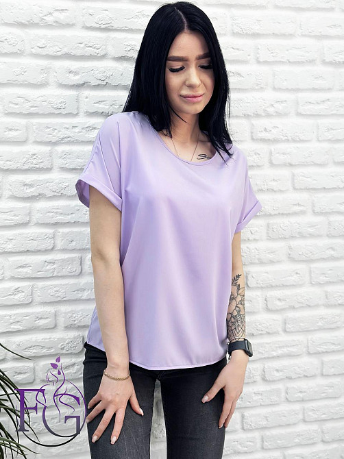 Літня блузка футболка вільного крою "Moment" оптом | Норма і батал 46-48, Лавандовий Київ - фото 4