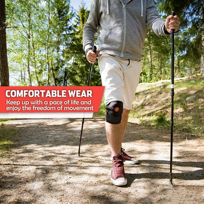 Ортез колінний Heal з відкритою чашечкою та жорсткими металевими боковими розгиначами, регульований 35-62 см (чорний) Миколаїв - фото 7