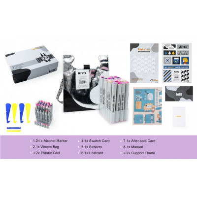 Художественный маркер Arrtx Спиртовые Oros ASM-03PL 24 цвета, фиолетовые оттенки (LC302505) Винница - изображение 2