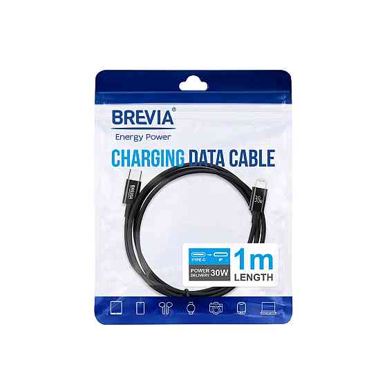 Кабель Brevia Type-C to Lightning 30W 1м, чорний ZIP (55100BCLZ1) Львів