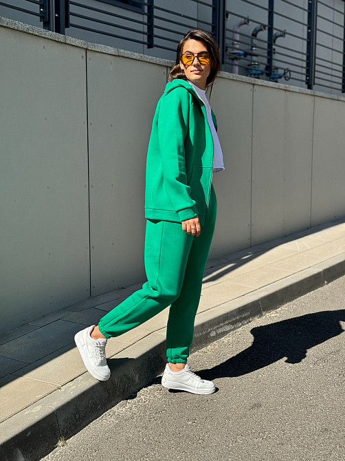 Теплый спортивный костюм женский на змейке Зелёный 46/48 Харьков - изображение 1