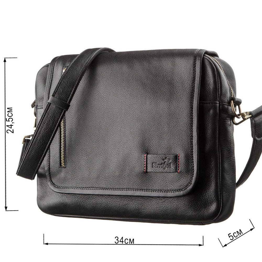 Мужская кожаная сумка через плечо SHVIGEL 19116 Черная Киев - изображение 3