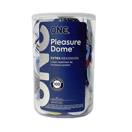 Набір презервативів ONE Pleasure Dome, 100 шт, гладенькі, з розширеною головкою, паковання-тубус Sex Aura Київ
