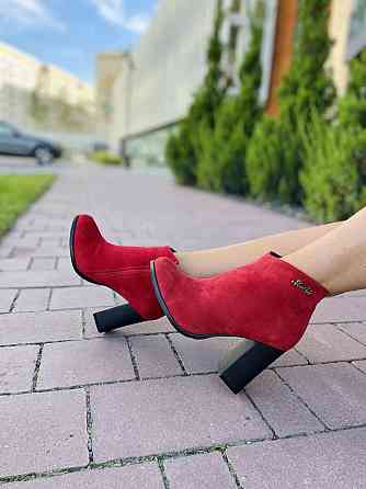 Жіночі черевики 95 червоні натуральна замша висота каблука 9 см розмір 38 (2570) Коломыя