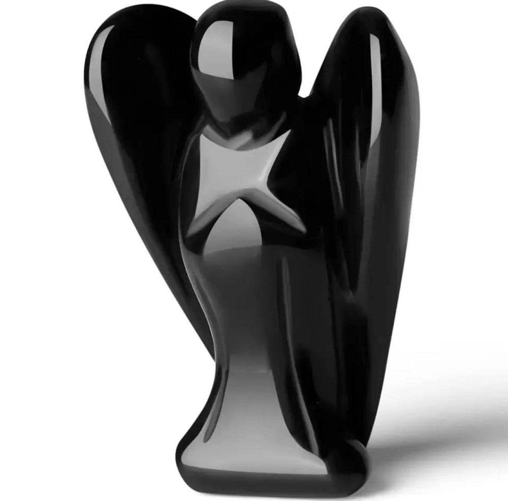 Фигурка хрустального ангела из натурального камня обсидиана 40 мм. Киев - изображение 1