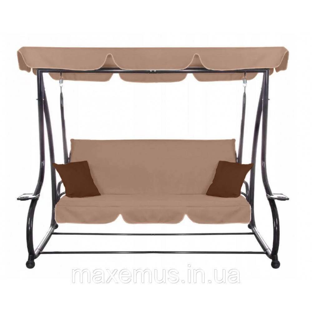 Садовые качели раскладная 3-х местная Bonro B W00 2 коричневая (диван-кровать с навесом и подстаканниками) Мостиська - фото 17
