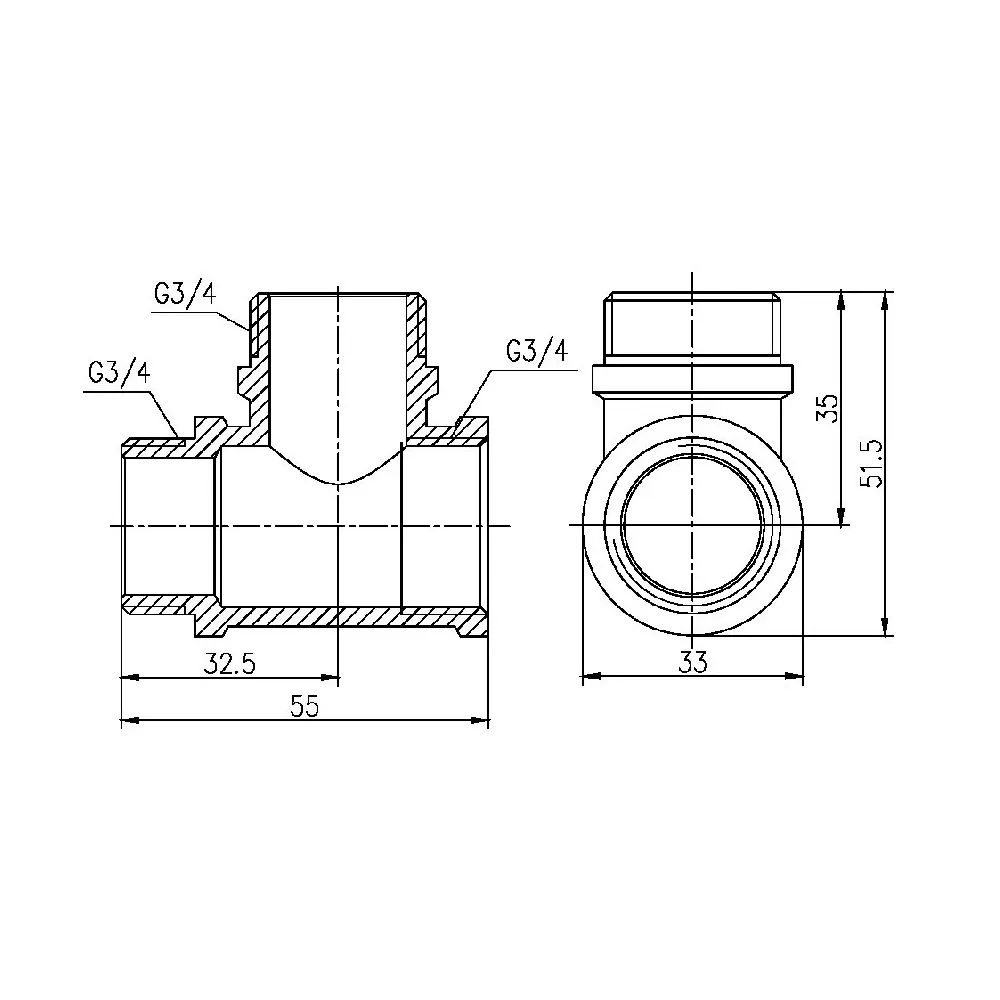 Тройник Thermo Alliance Forte 3/4" ВНН SF36520 Київ - фото 11