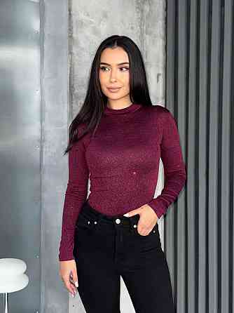 Жіночий стильний сяйний боді фукра з блискітками Бордовий, 46/48 Одеса