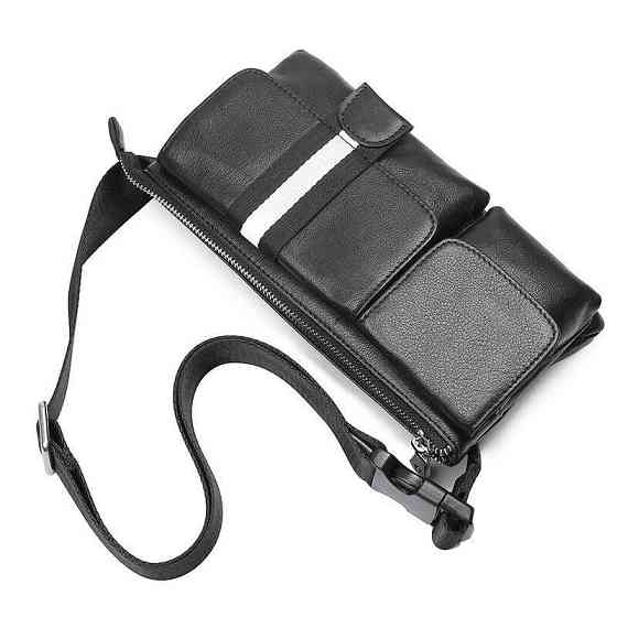 Сумка поясна шкіряна Vintage 14953 Чорна Київ