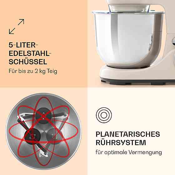 Кухонний комбайн Bella Pico 2G 1300W 1.7HP 6 рівнів 5 літрів вершків (Німеччина, читати опис) Рівне