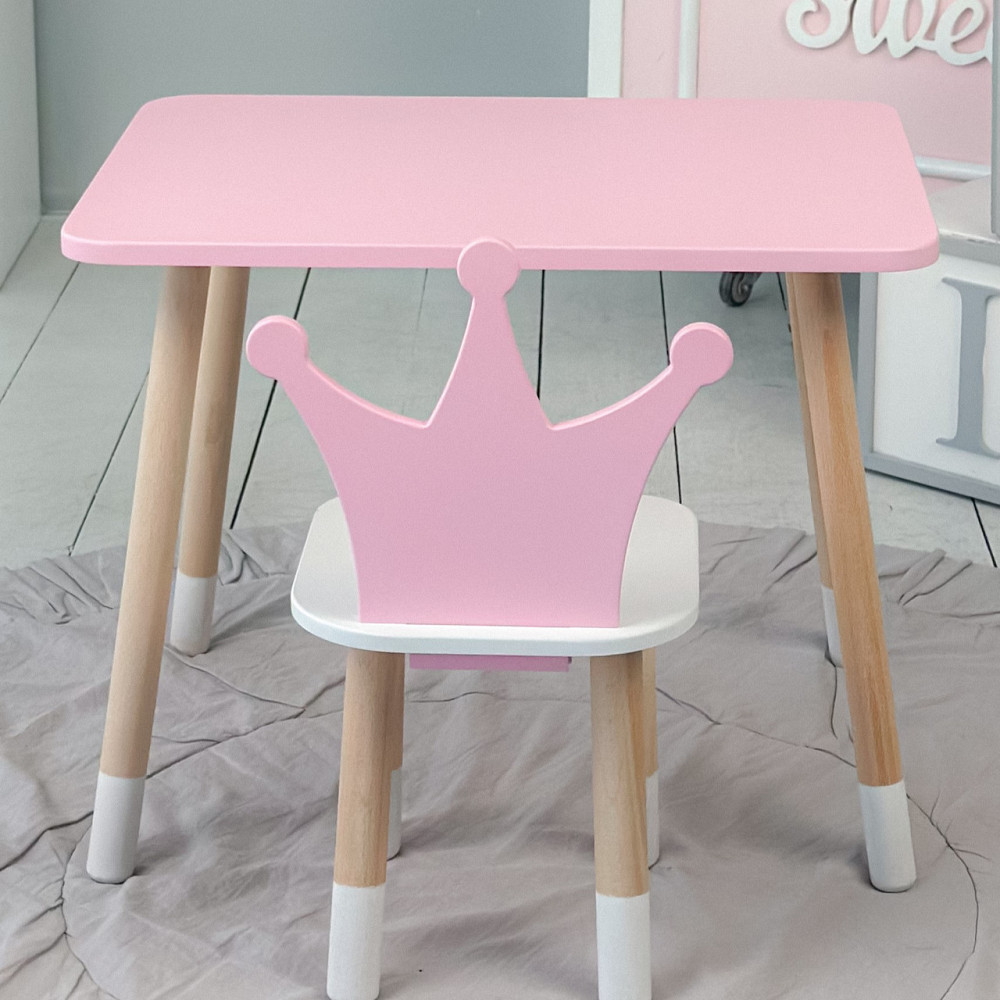 Дитячий  прямокутний стіл і стільчик корона з білим сидінням. Столик рожевий дитячий Київ - фото 6