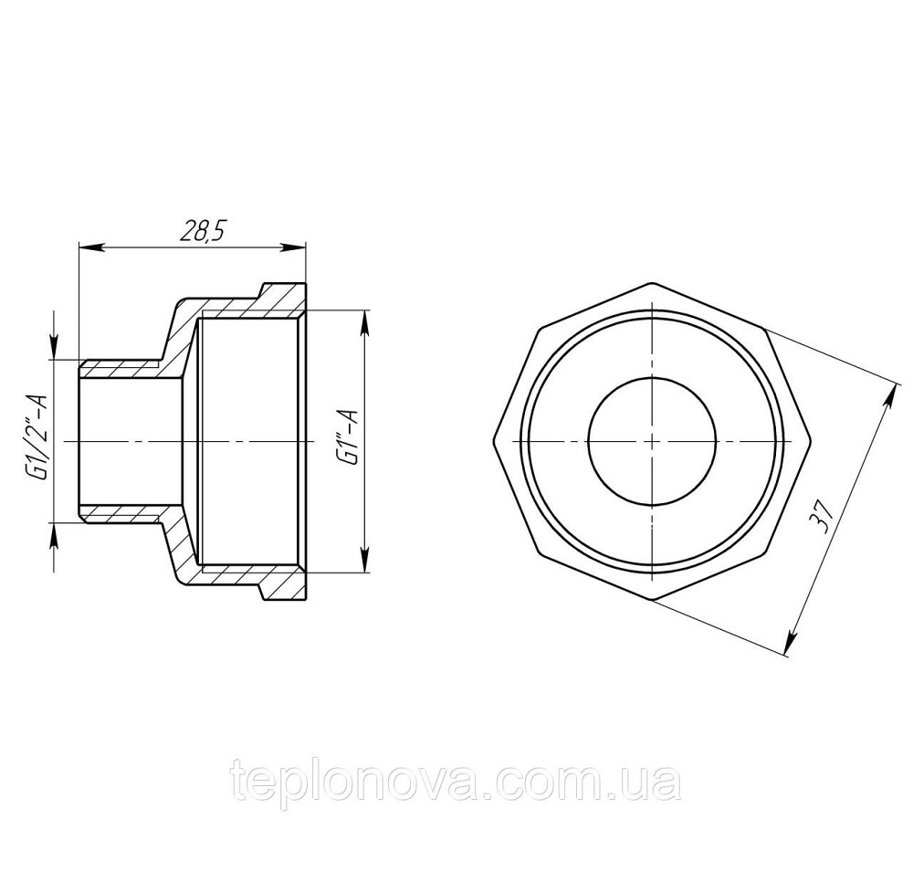 Перехідник редукційний 1"х1/2" ВН латунний LI533S OPTIMUM Чернівці - фото 3