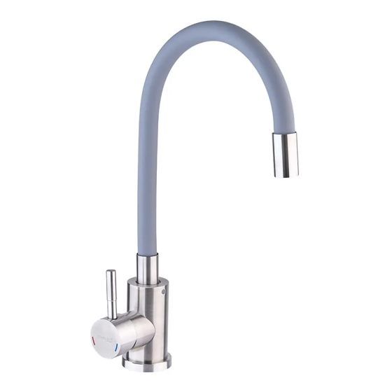 Кухонный смеситель с силиконовым изливом Champion SUS-011 Refl.Gray из нержавеющей стали (CH0333) Харьков