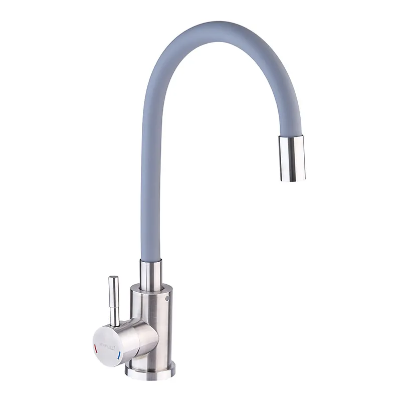 Кухонный смеситель с силиконовым изливом Champion SUS-011 Refl.Gray из нержавеющей стали (CH0333) Харьков - изображение 1