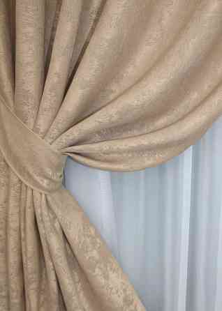 Комплект штор на люверсах VR-Textil Жакард Sultan YL № 1699ш Темно-бежевий 150х250 см 2 шт (37-0250) Київ