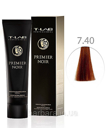Крем-краска для волос T-LAB Professional Premier Noir Colouring Cream 7.40 Блондин интенсивно-медный Киев - изображение 1