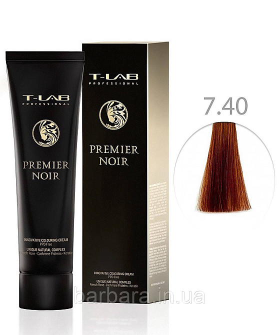 Крем-фарба для волосся T-LAB Professional Premier Noir Colouring Cream 7.40 Блондин інтенсивно-мідний Київ - фото 1