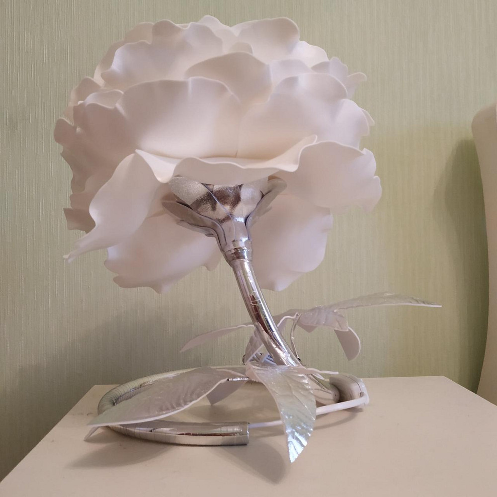 Світильник-нічник "Білий півонія на сріблі" Дніпро - фото 3