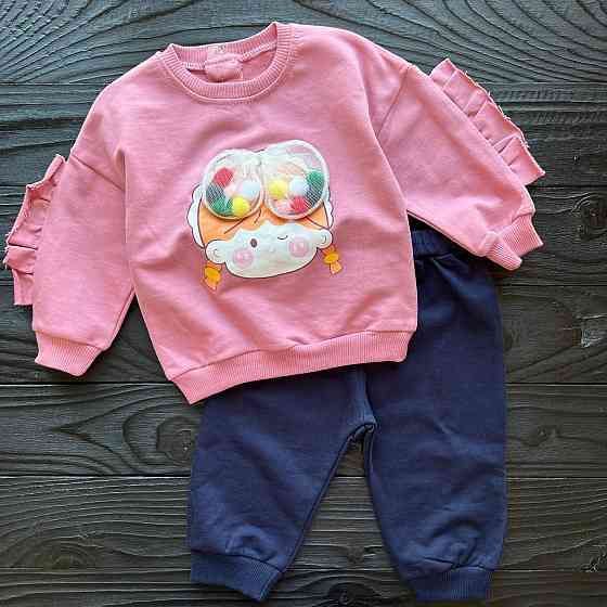 Дитячий Костюм Кофта (Рожева) та Штани(Темно-сині) Для Дівчинки Tofigo Kids 6-9міс (62-74см) Київ