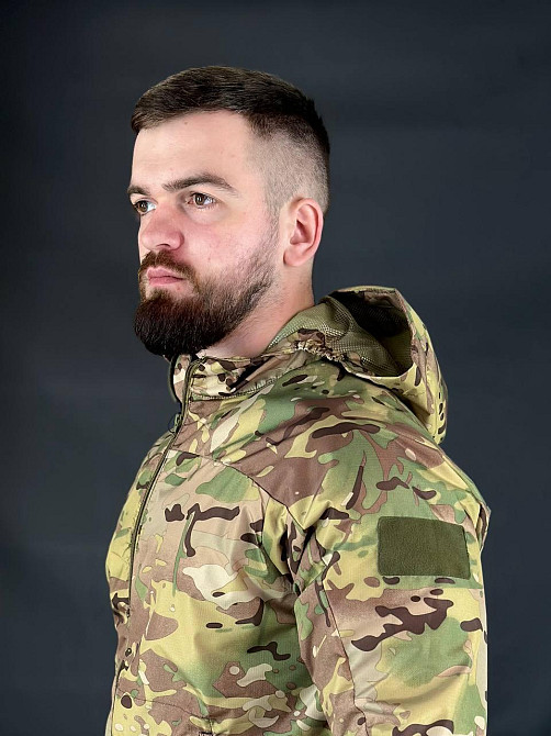 Водонепроницаемая армейская летняя куртка мультикам мужская ветровка с капюшоном для военнослужащего WAR Львов - изображение 4